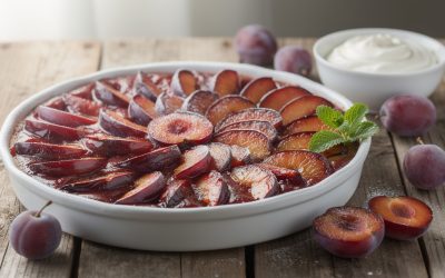 Tarte aux prunes sans pâte : une recette légère et savoureuse