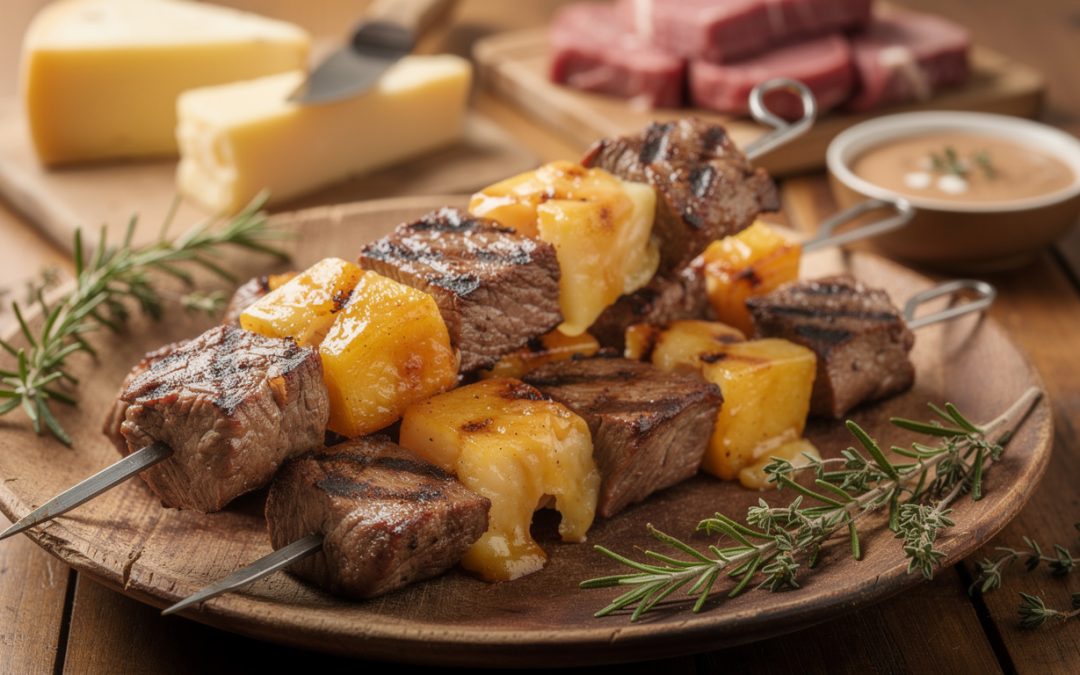 Brochette de boeuf au fromage : recette savoureuse et facile