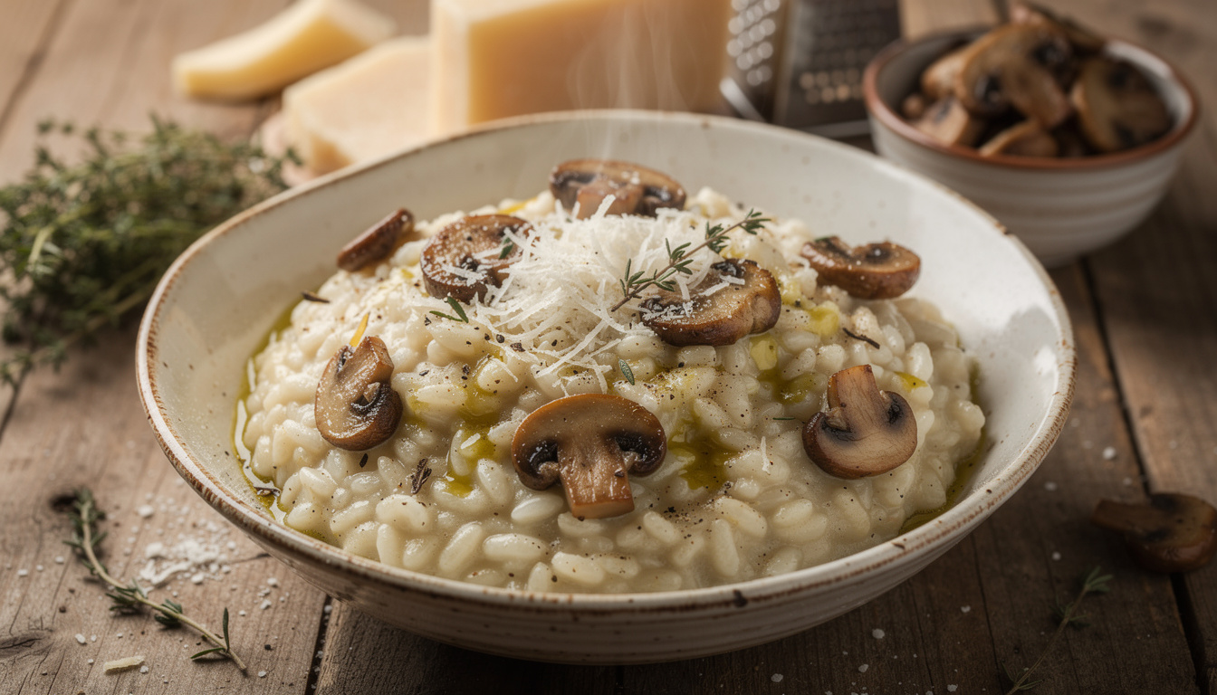 découvrez notre recette simple et gourmande pour préparer un risotto aux champignons et parmesan crémeux, parfait pour un repas réconfortant et savoureux.