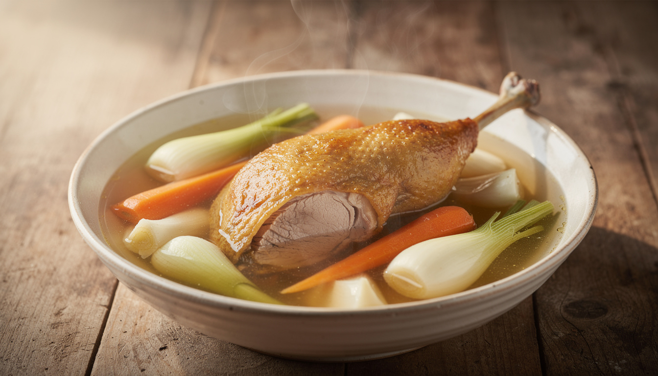 découvrez la recette classique et savoureuse de la cuisse de canard en pot au feu, un plat réconfortant et facile à préparer qui ravira vos papilles.