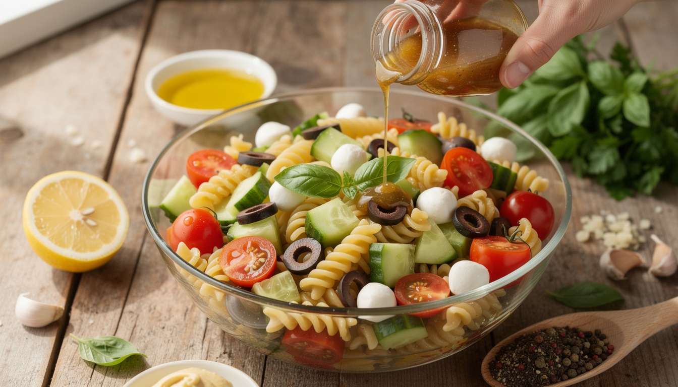 Comment réussir la vinaigrette parfaite pour une salade de pâtes fraîche et savoureuse découvrez nos astuces simples pour préparer la vinaigrette parfaite qui sublimera votre salade de pâtes fraîche et savoureuse à chaque fois.