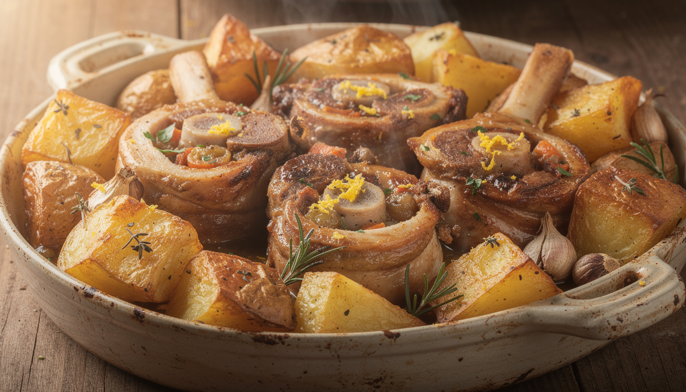 Osso bucco de dinde au four avec pommes de terre : une recette facile et savoureuse découvrez notre recette facile et savoureuse d'osso bucco de dinde au four accompagné de pommes de terre, idéale pour un repas gourmand et réconfortant.