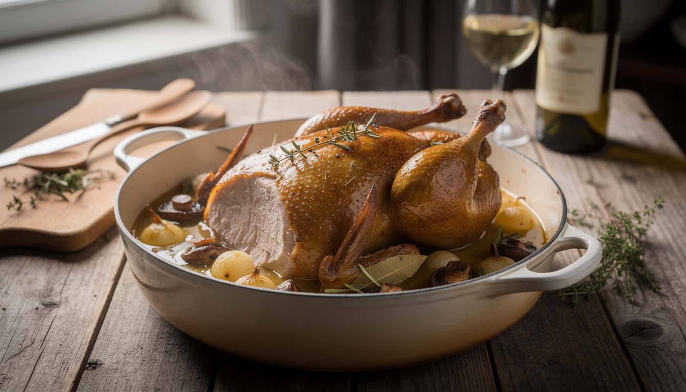 découvrez notre recette traditionnelle de pintade au vin blanc en cocotte, avec des conseils de cuisson pour un plat savoureux et fondant.