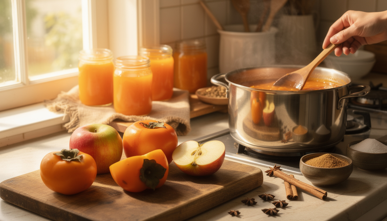 Comment préparer une délicieuse confiture de kaki et pommes à la maison découvrez comment préparer facilement une délicieuse confiture maison à base de kaki et pommes, pour savourer un goût fruité et naturel à chaque tartine.