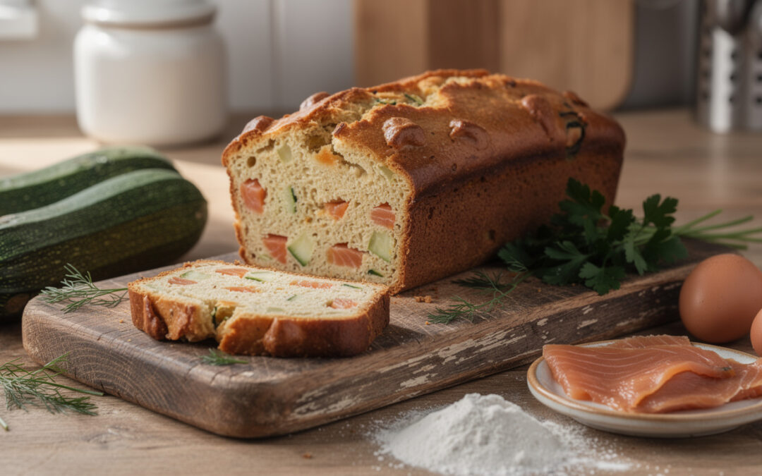 Découvrez comment préparer un cake moelleux à la truite fumée et courgette