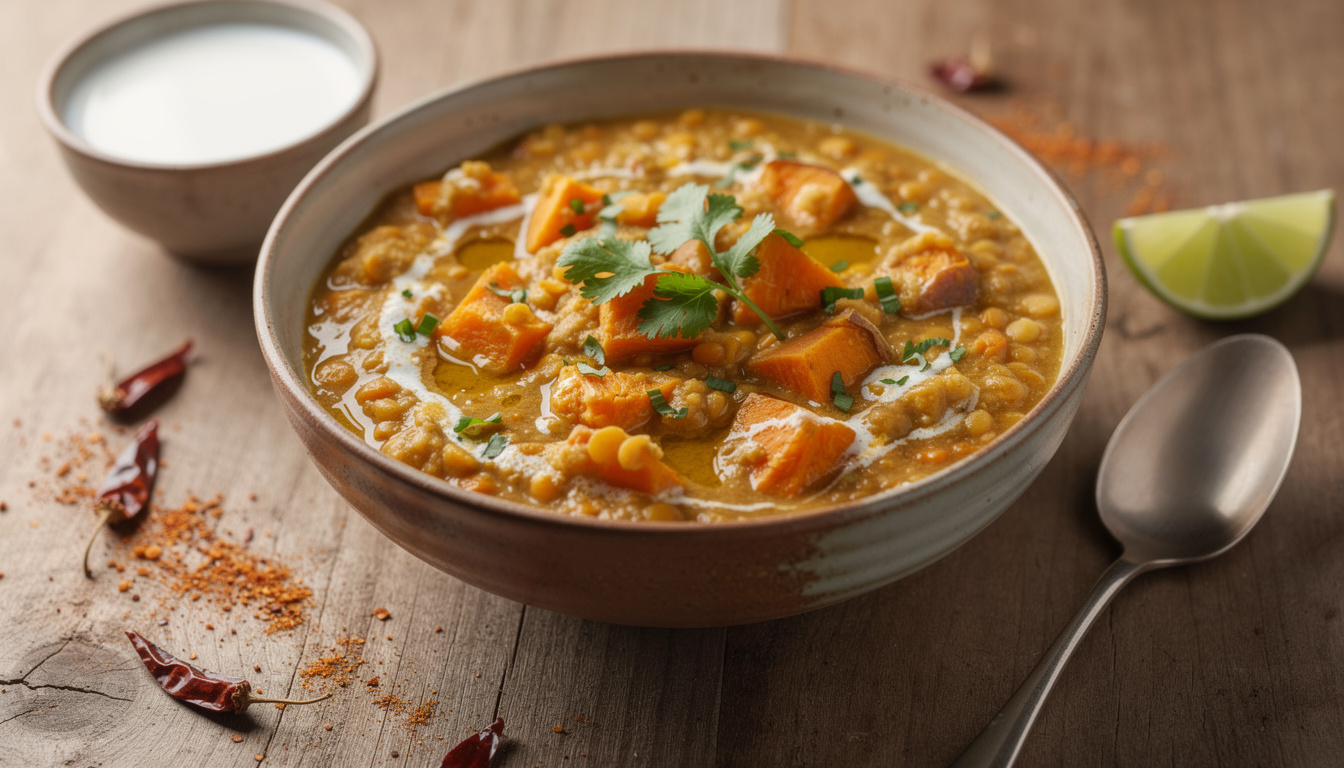 Découvrez la recette du dahl aux lentilles corail, coco et patate douce apprenez à préparer un délicieux dahl aux lentilles corail, lait de coco et patate douce, une recette savoureuse, saine et facile à réaliser pour un repas réconfortant.