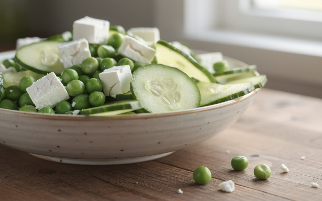 Salade de petit pois, feta et concombre : une recette fraîche et légère