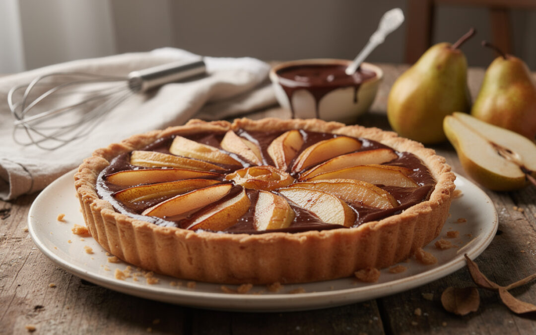 Tarte poire chocolat selon la recette de cyril lignac : un dessert gourmand et facile