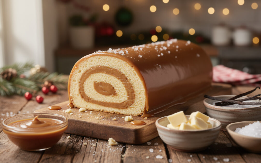 Découvrez la recette facile de la bûche vanille caramel beurre salé