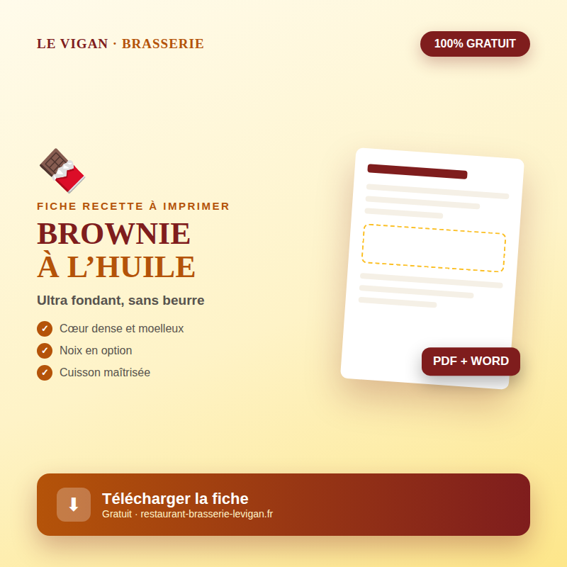 Fiche recette brownie Ă lâhuile vĂ©gĂ©tale Ă imprimer