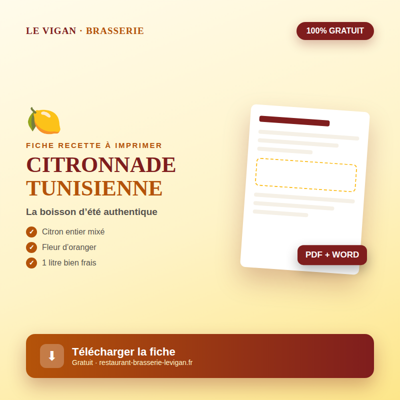 Fiche recette citronnade tunisienne maison