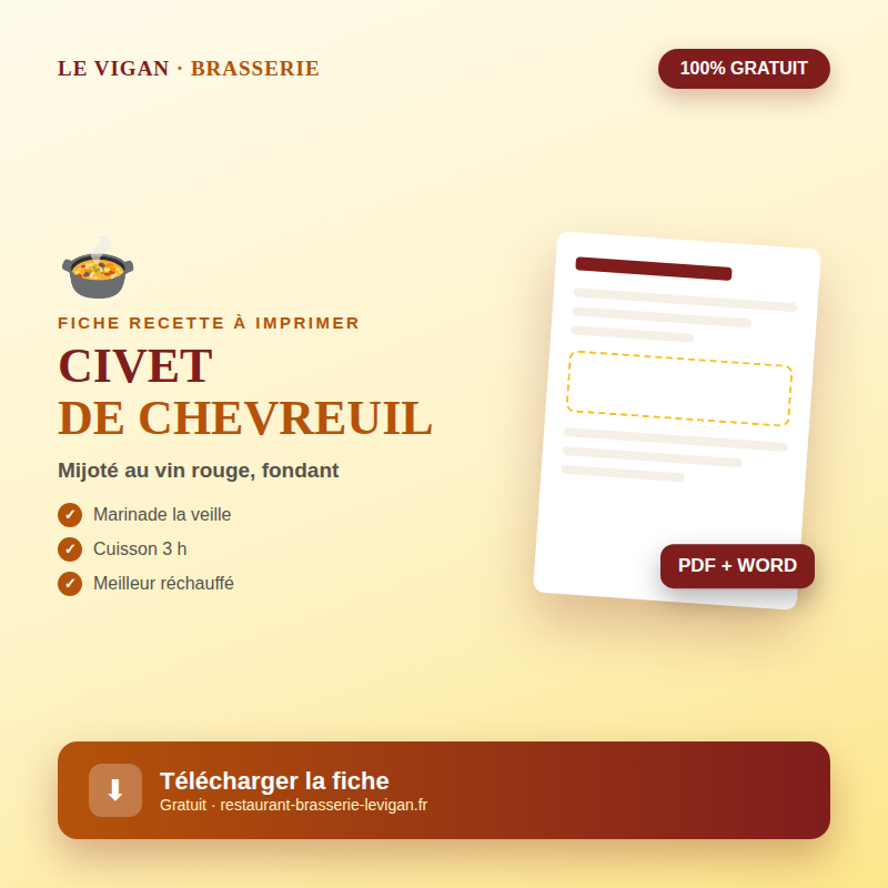 Fiche recette civet de chevreuil Ă imprimer