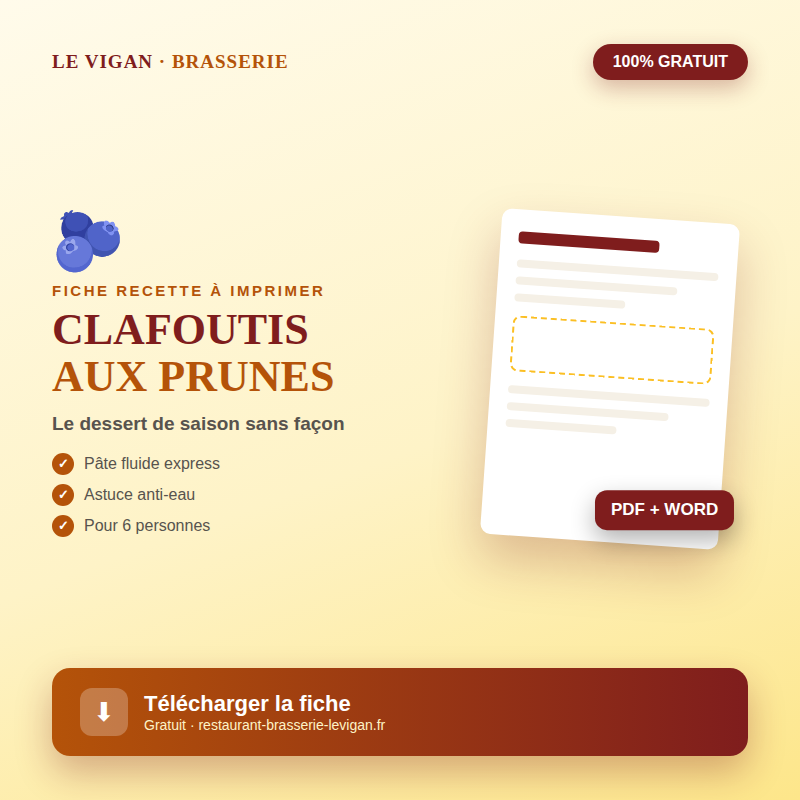 Fiche recette clafoutis aux prunes Ă imprimer