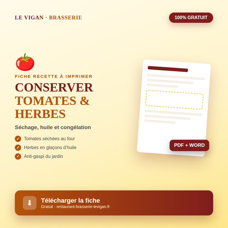 Fiche technique conserver tomates et herbes