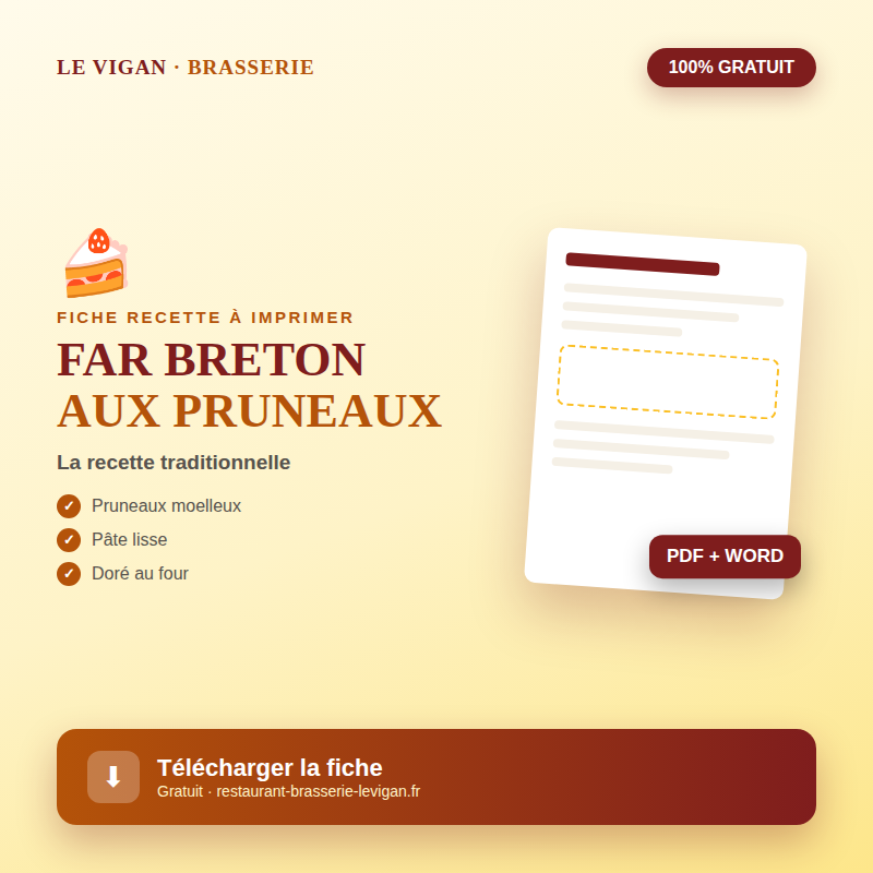 Fiche recette far breton aux pruneaux Ă imprimer