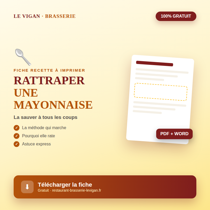 Fiche technique rattraper une mayonnaise ratée
