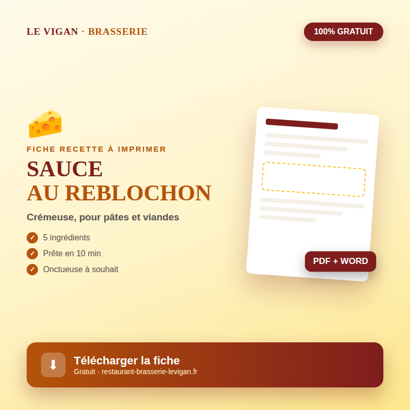 Fiche recette sauce au reblochon maison