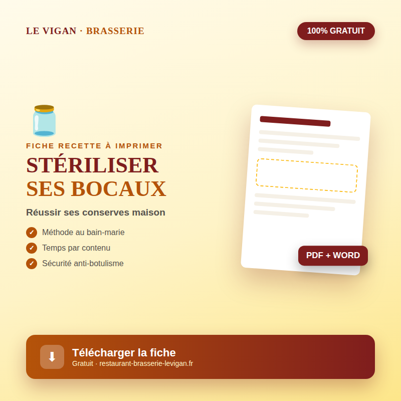 Fiche technique stériliser des bocaux