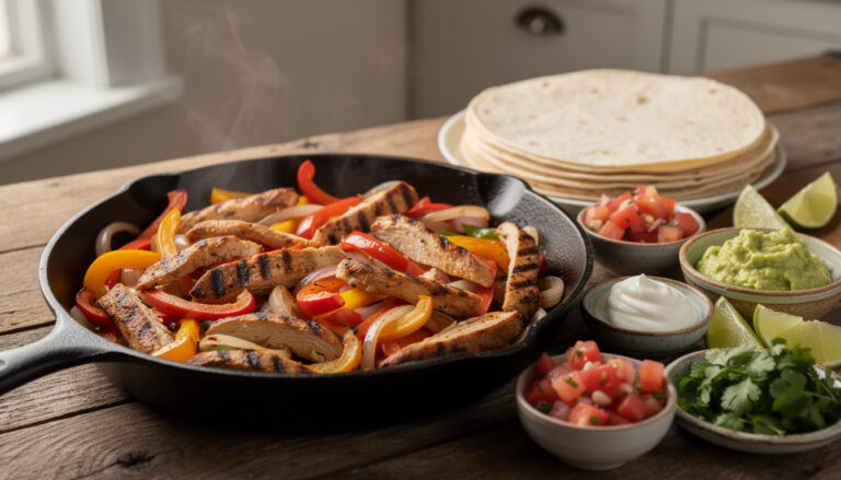 découvrez une recette facile de fajitas au poulet, garnies de légumes savoureux et prêtes en quelques minutes pour un repas convivial.