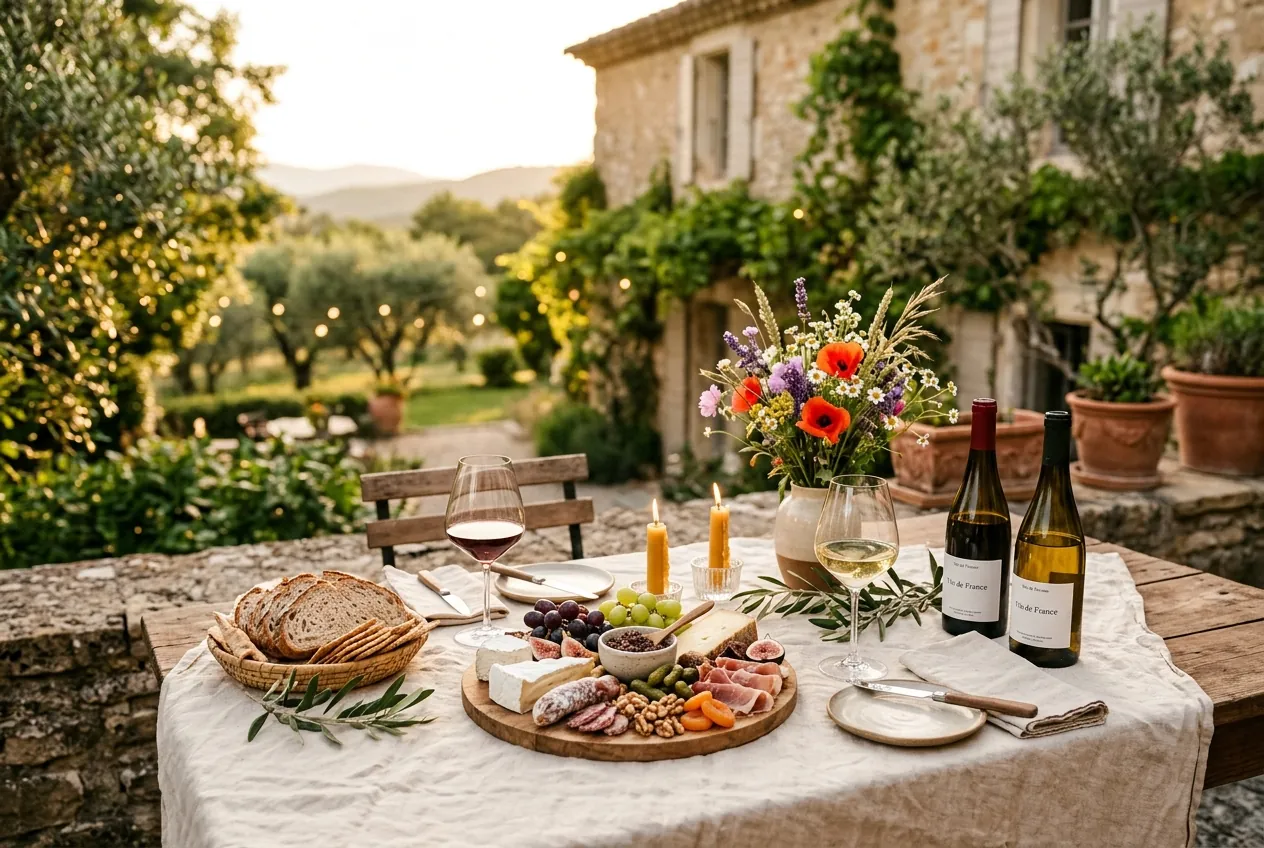 Table d'apéritif en terrasse